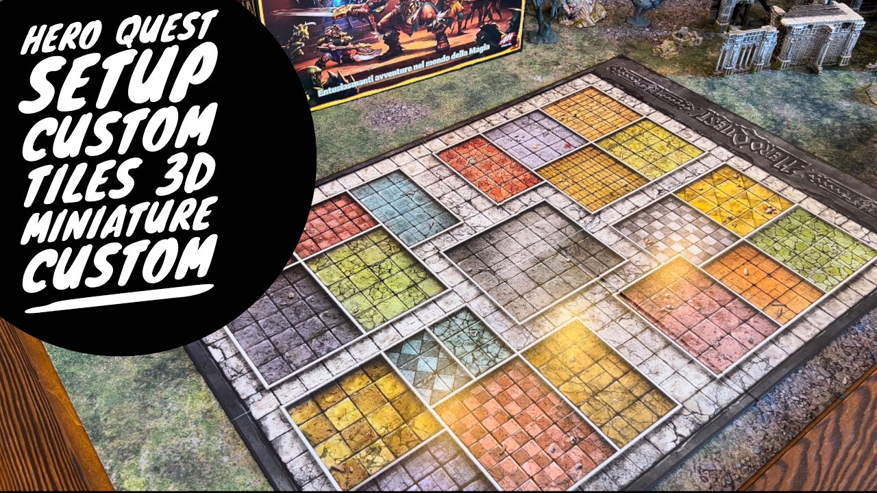 HERO QUEST: Setup, comparazione miniature, misure carte e tabellone, Tiles 3D