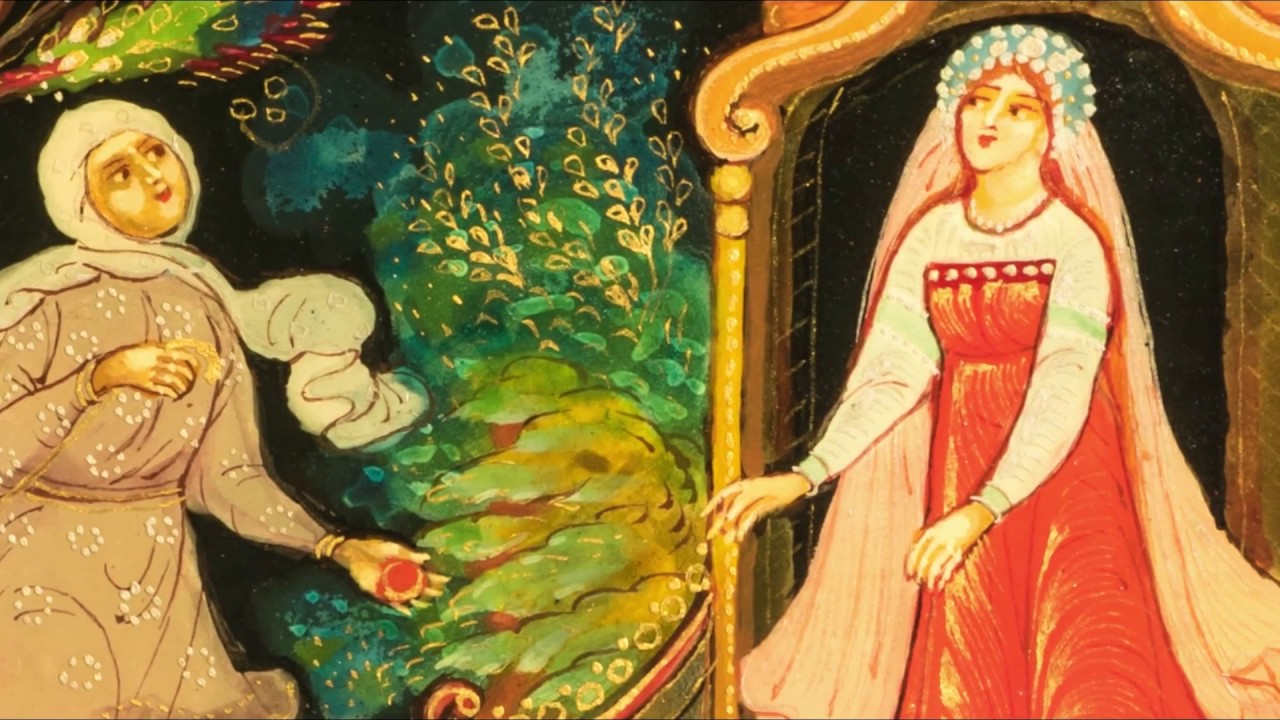 Russian Lacquer Painting: The Princess and the Seven Bogatyres