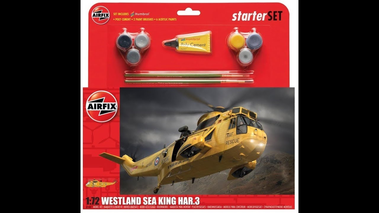 Airfix 1/72 Starter Set Westland Sea King Har 3 Inbox Review