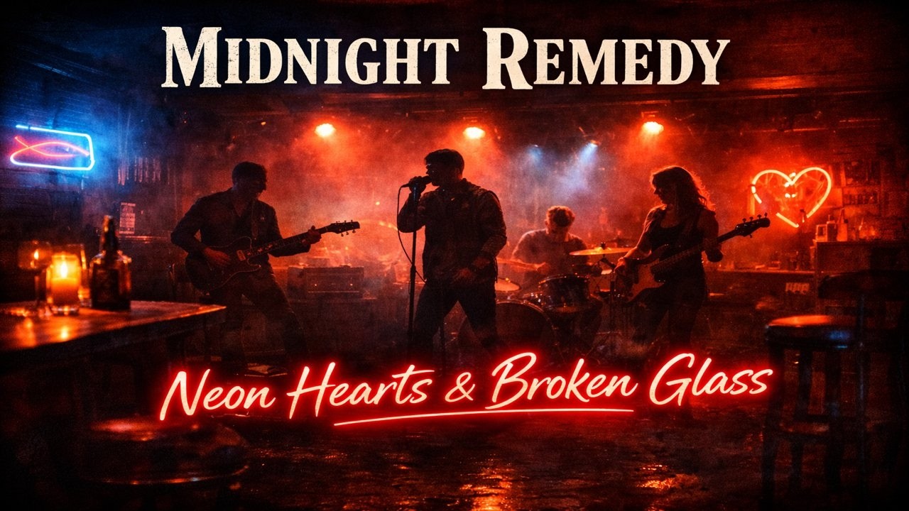 Midnight Remedy - Neon Hearts & Broken Glasses