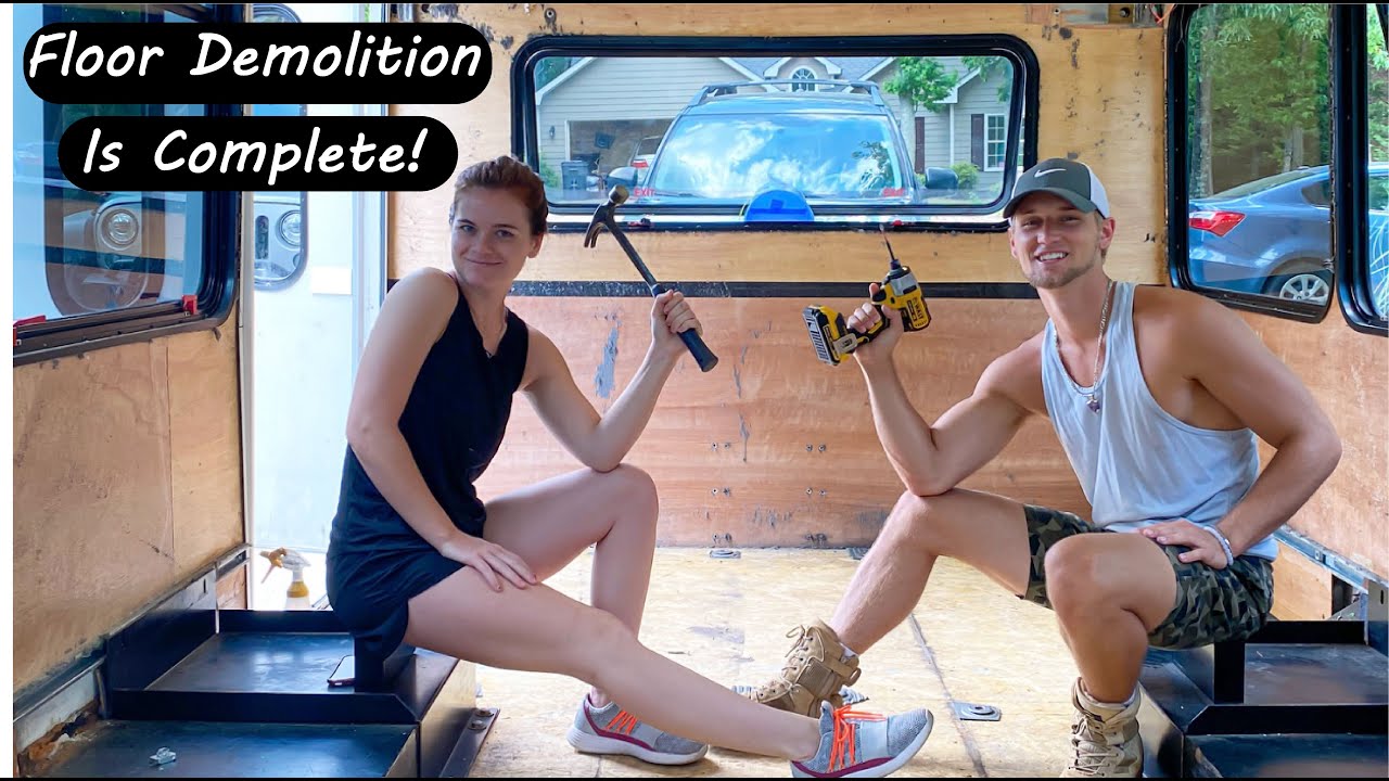 SHUTTLE BUS Conversion | Removing Sub Floor & Complete Rust Treatment