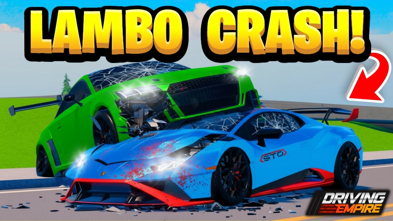 Угон автомобиля Lamborghini и авария в Driving Empire!