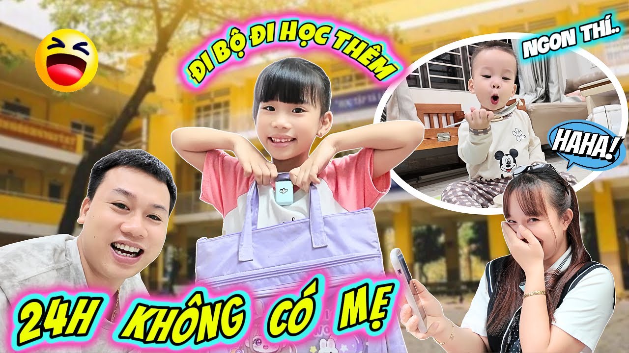 24H Không Có Mẹ Huế - MiMi Lần Đầu Đi Bộ Đi Học Thêm Cùng Bố Hoàng Và MiLo Sẽ Thế Nào?