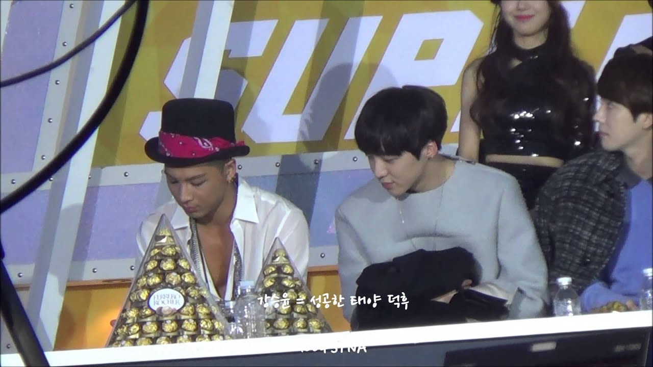 141221 가요대전 태양 선배님 입술로 마중하는 성공한 덕후 강승윤