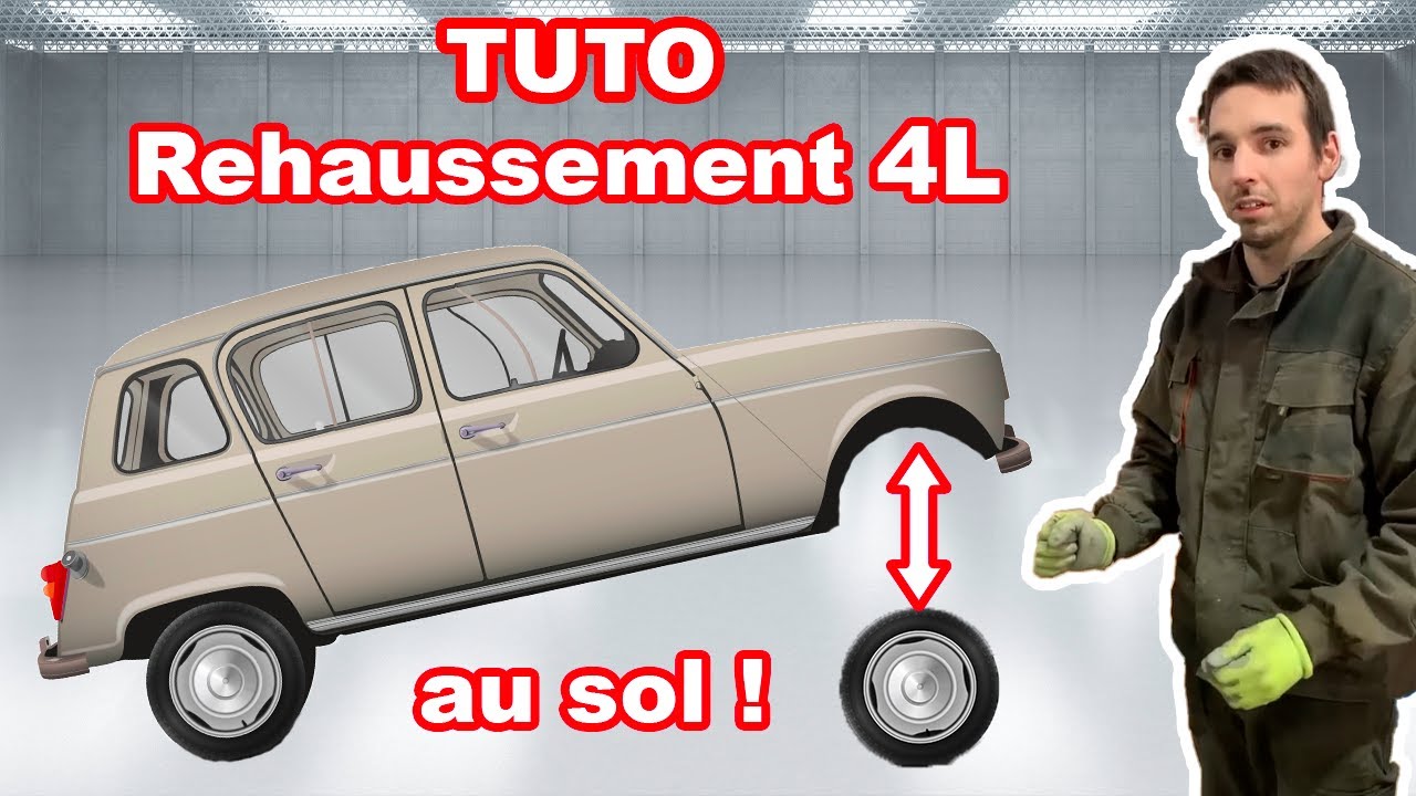 Rehausser sa 4L, modifier la barre de torsion, voiture au sol (vidéo en mode portrait),