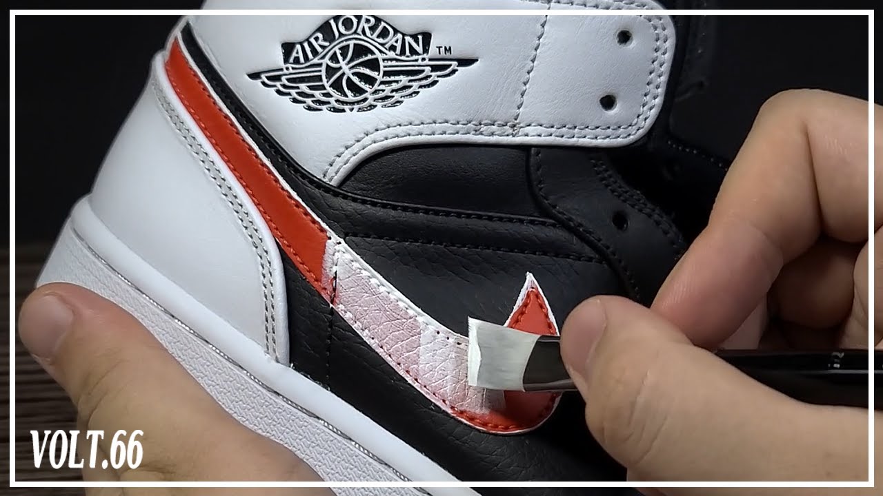 [Custom Shoes] Jordan 1 Black Chile Red - Black White Custom