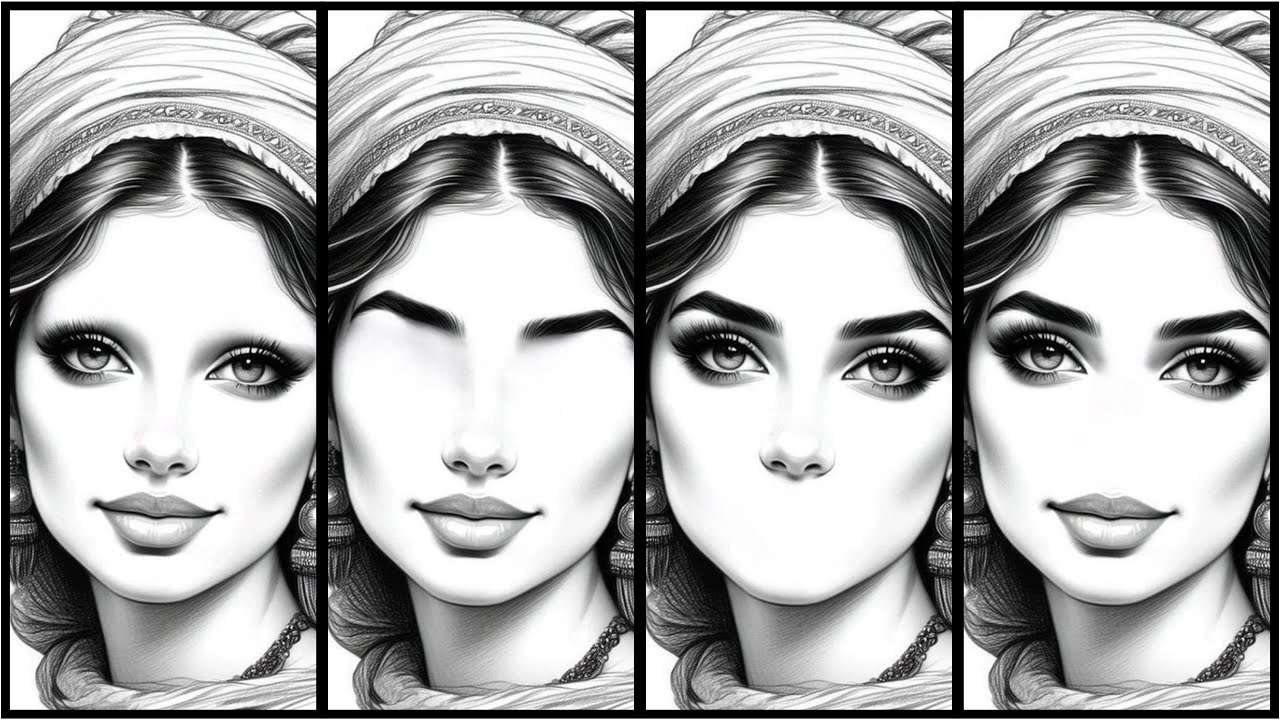 Face Drawing Step by Step | How to Draw Eyebrows, Eyes, Nose & Lips Easy