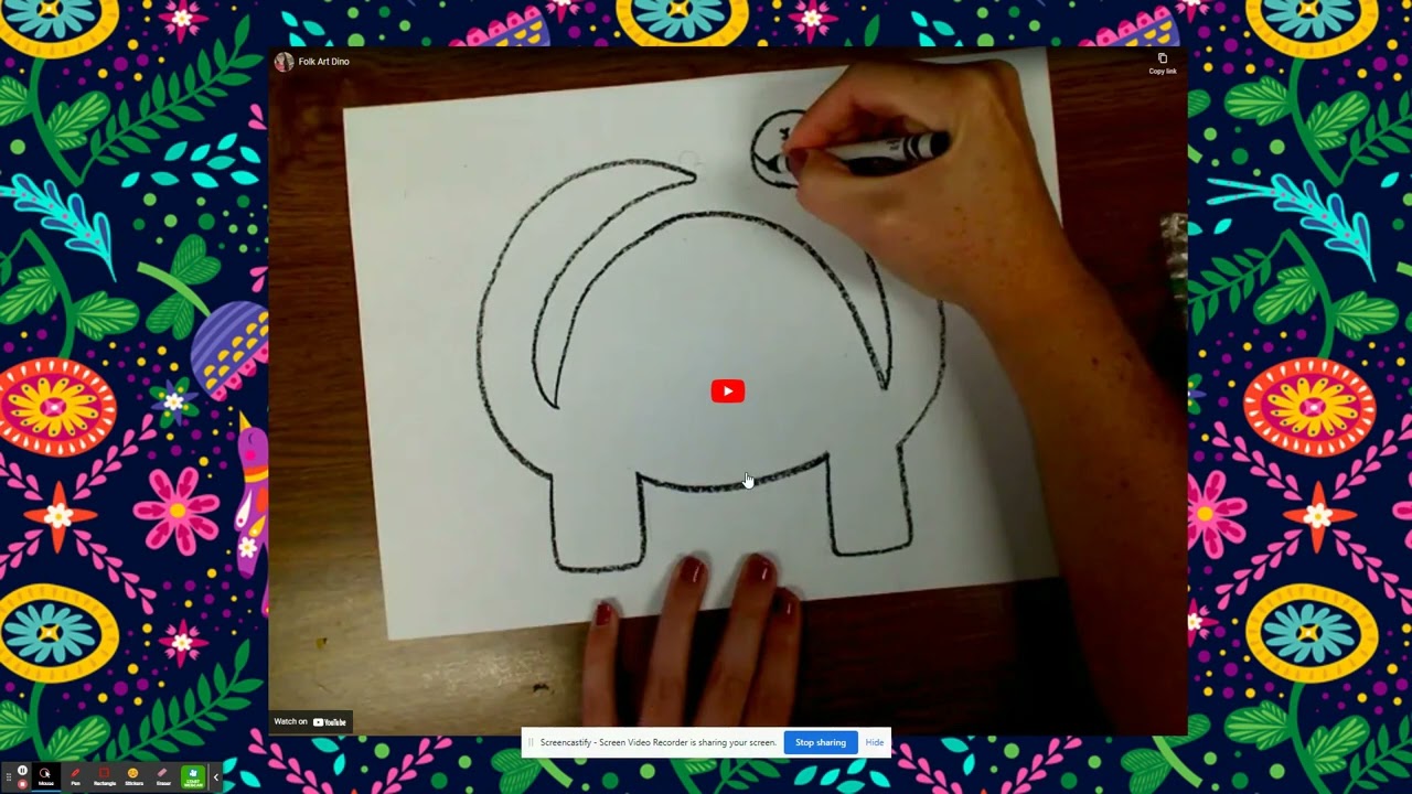 Folk Art Dinosaur Substitute Art Lesson