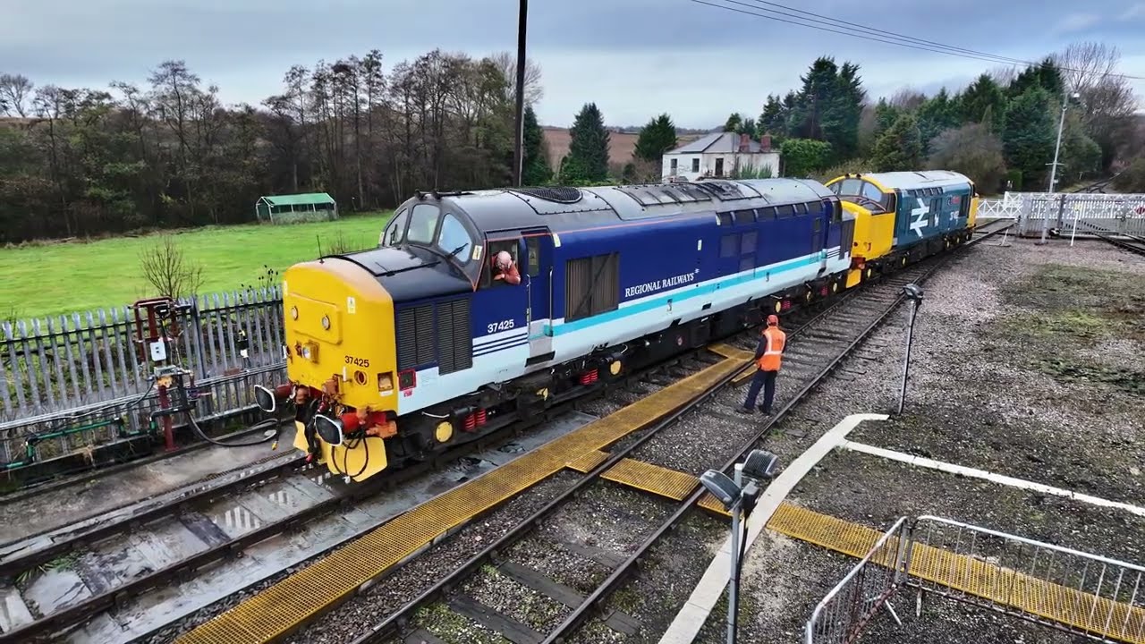 Two Class 37 Locomotives at the Barrow Roundhouse Today