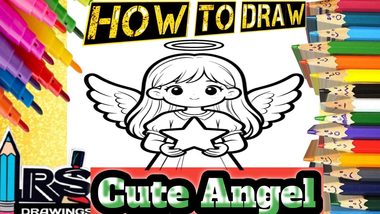 How to draw an angel step by step drawing tutorial painting, coloring for kids&toddlers|easy drawing