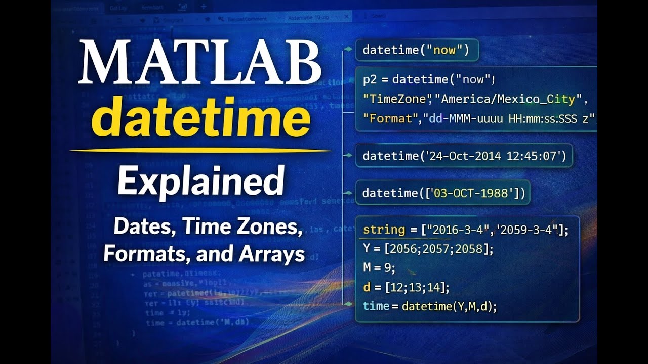 MATLAB datetime Explained | Dates, Time Zones, Formats, and Arrays