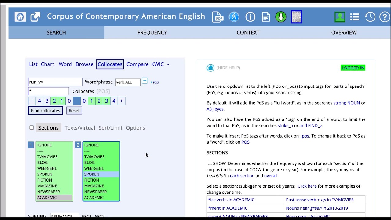 Module 3: Using COCA: The Collocates function (part 2)