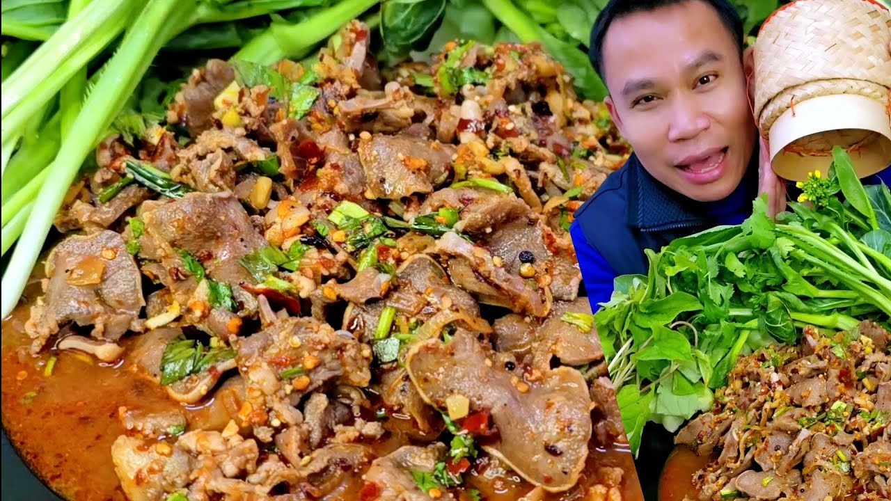 ลาบลิ้นหมู รสจัดๆใส่มะแข่นพริกลาบหอมๆแซ่บๆ