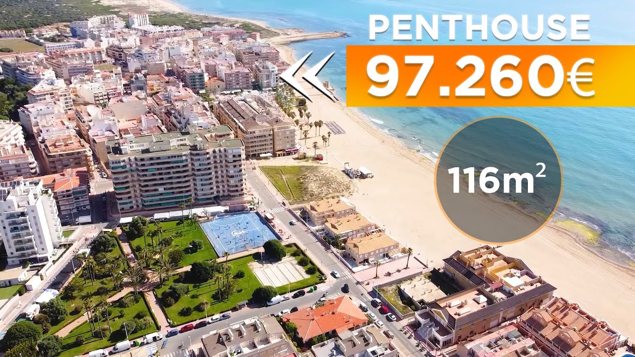 Ferienwohnung spanien am meer 🌴🦜 Penthouse with private solarium in La Mata in Torrevieja