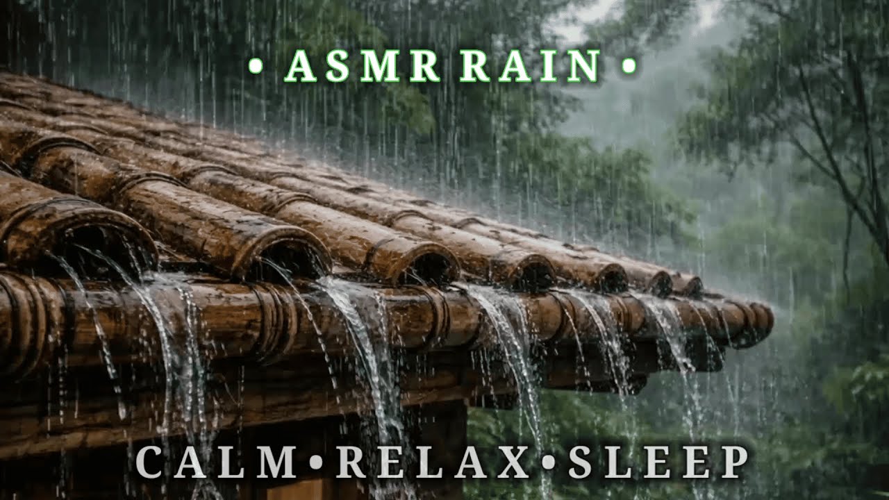 ASMR Rain on Bamboo Roof 🌧️ Calm, Relax & Deep Sleep