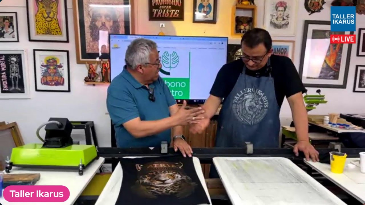 Serigrafía en vivo con Profesor Benjamín Rodriguez y Joy Susano - @Taller Ikarus