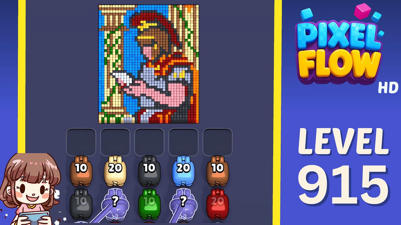 Pixel Flow Level 915 Solution Walkthrough