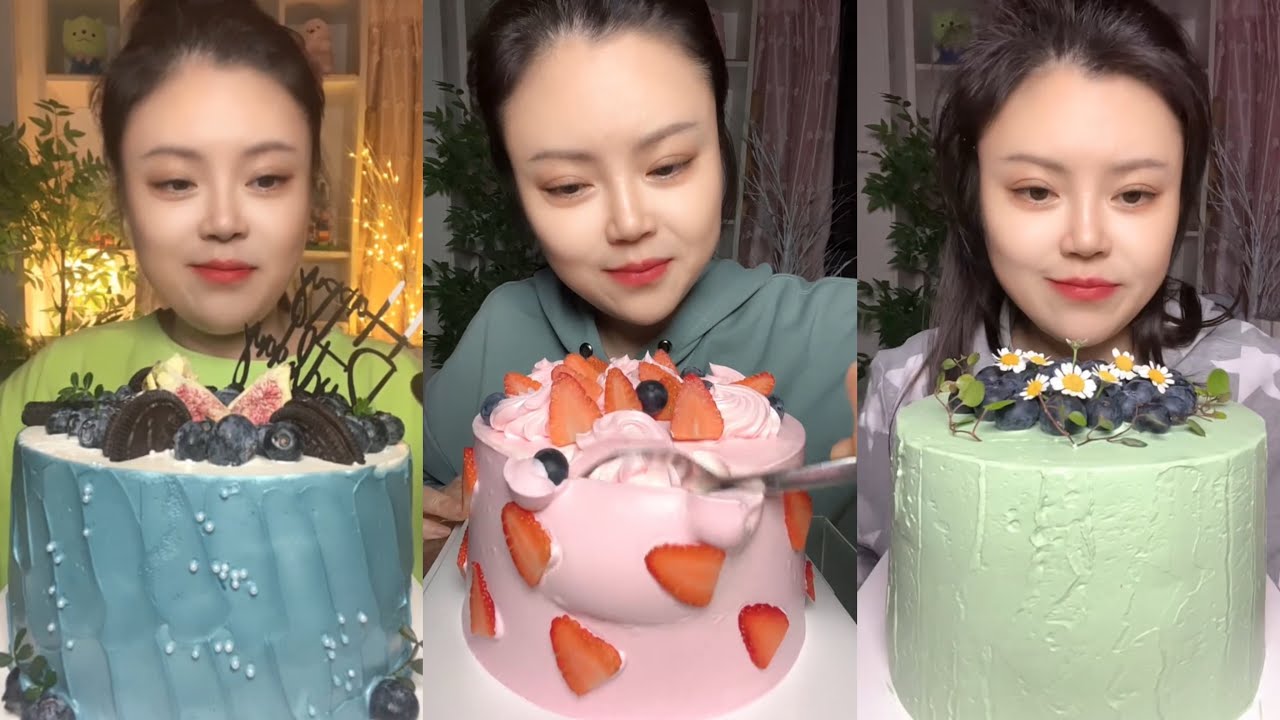 asmr mukbang - whole creamy cake eating