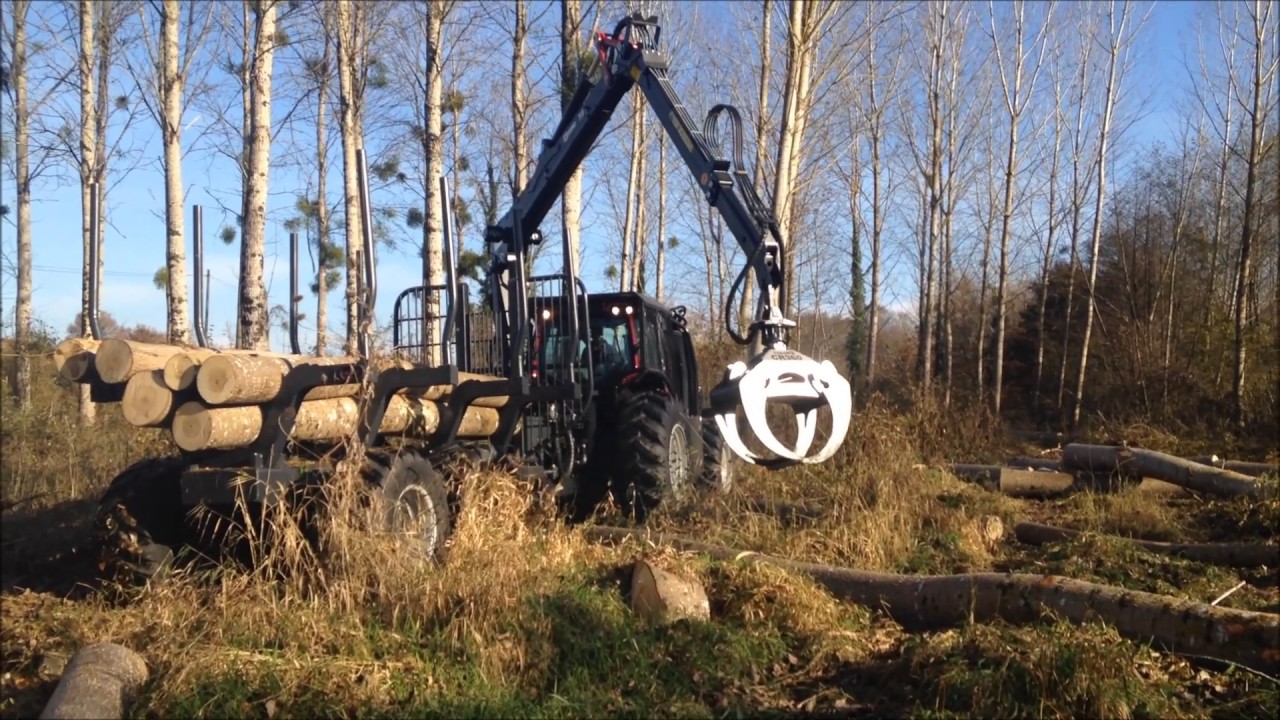 Remorque foresti&egrave;re Sogedep RH20 4WD &eacute;quip&eacute;e de grue 10T/m