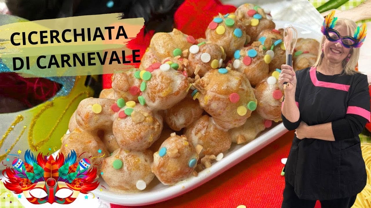 STRUFFOLI -CICERCHIATA -PIGNOLATA DI CARNEVALE CON GLASSA-DOLCI FRITTI  DI CARNEVALE