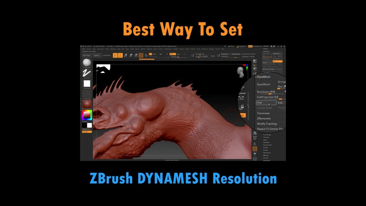 ZBrush Dynamesh: Best Way to Set Resolution in ZBrush