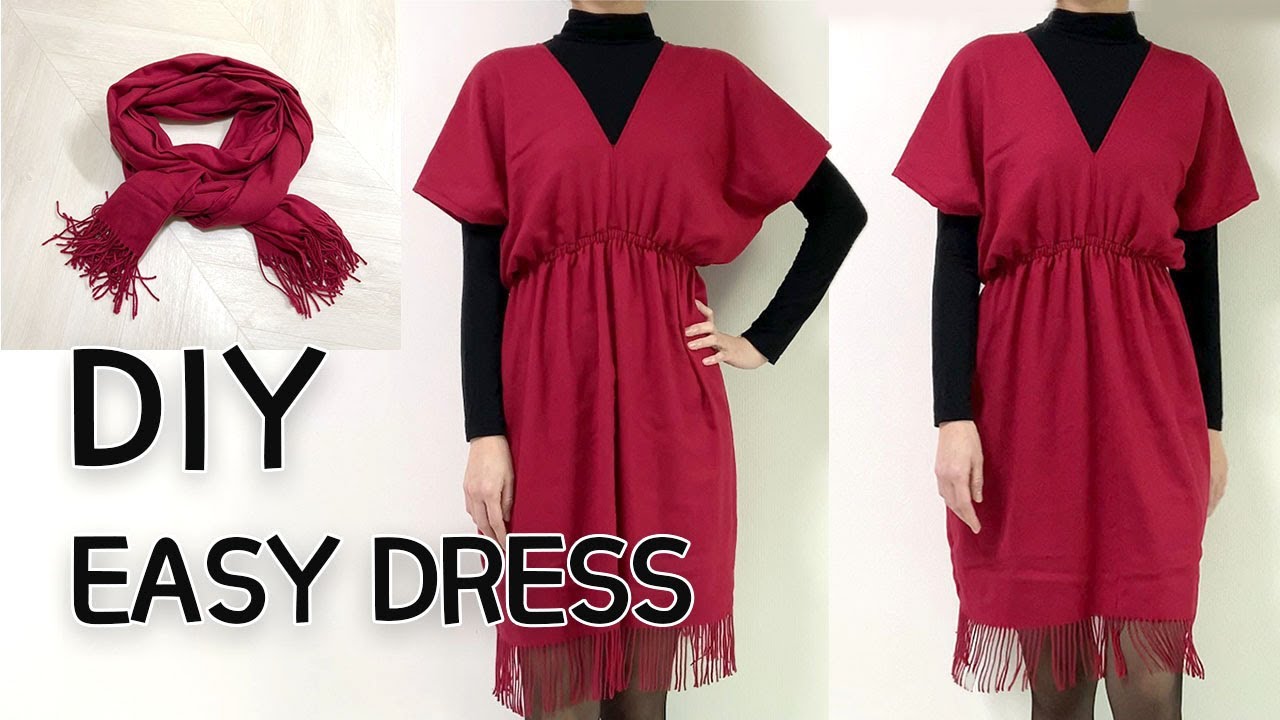 Refashion DIY Tunic Dress - SUPER EASY Dress / From a Scarf / Thrift Flip