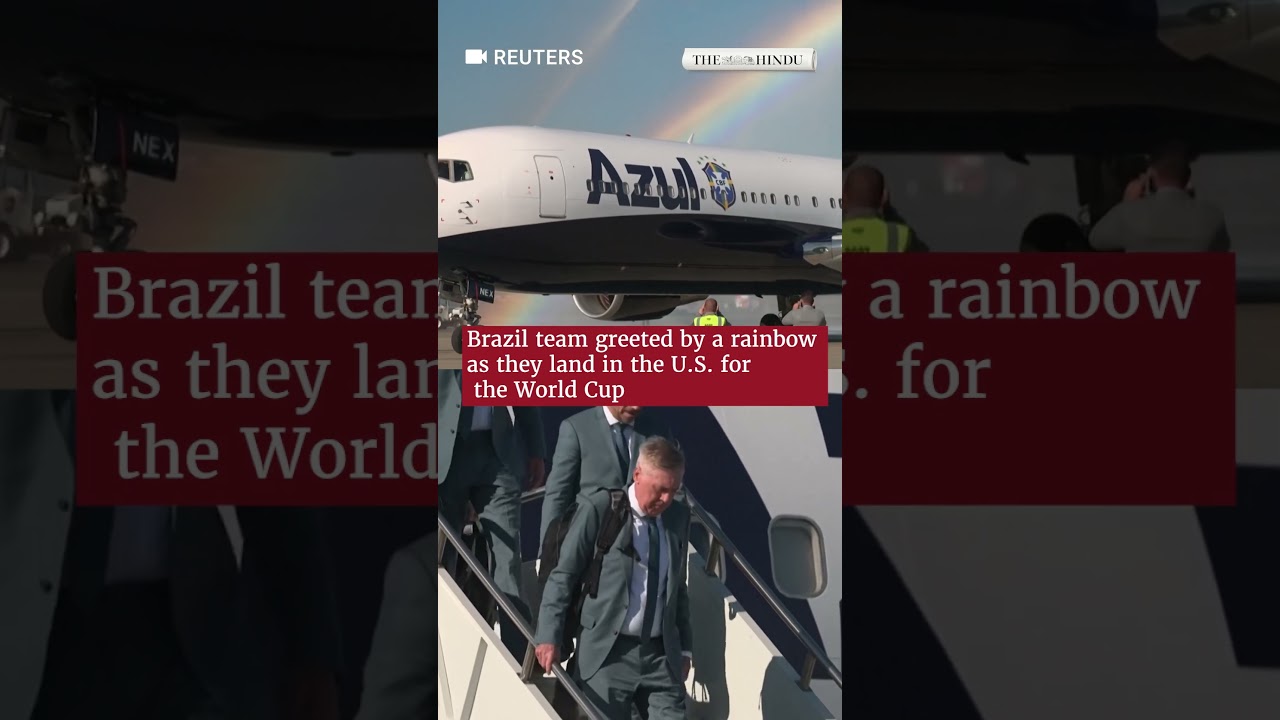 Brazil team greeted by a rainbow as they land in the U.S. for the World Cup