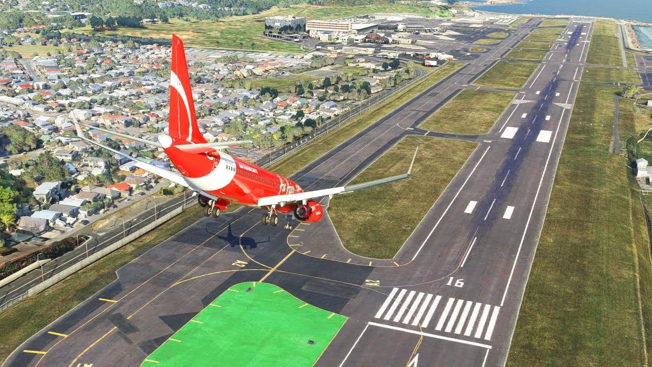Impossible || Very Best Landing Boeing 737 max Air Asia at Wellington Airport | MFS2020