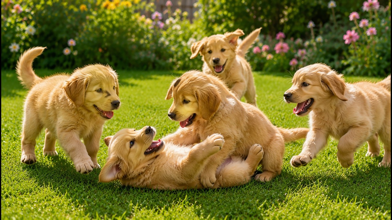 🐶🌼 Cheerful Puppies Having Fun Outdoors &ndash; Relaxing Dog Video Collection