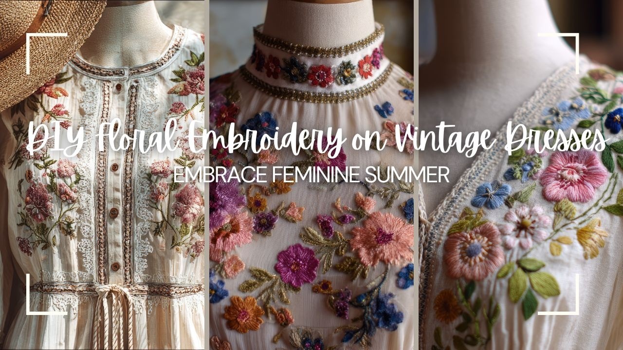Embrace Feminine Summer: DIY Floral Embroidery on Vintage Dresses