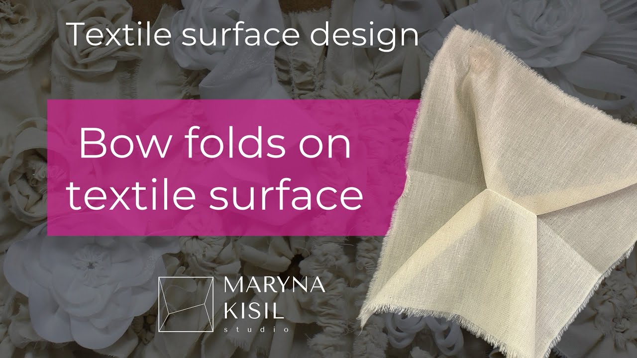 Bow folds on textile surface #fabricmanipulation #textilesurfacedesign #diy #decorate 