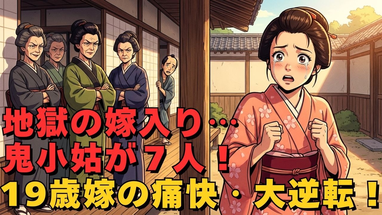 【痛快・江戸時代】駕籠から降りたら七人の鬼小姑がズラリ！親の言いなりの腑抜け夫…十九の嫁が歯を食いしばり大逆転する話 野談 ｜野談｜昔話｜いきさつ｜笑い話