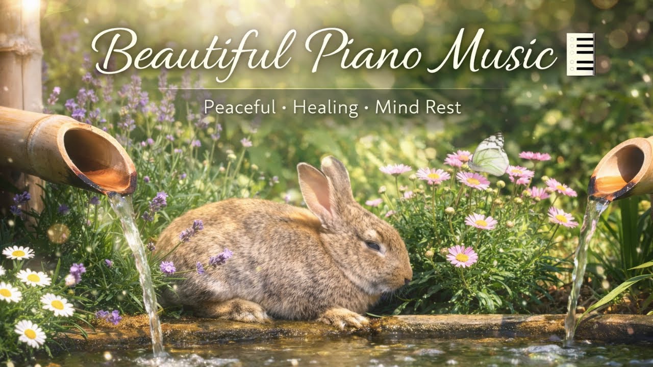 Beautiful Piano Music with Bamboo Water Sounds | Peaceful Relaxing Healing Music