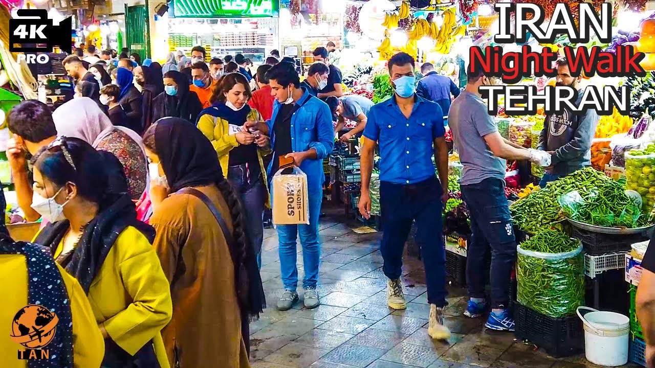 Tehran Night Walking on Tajrish Bazaar and Imamzadeh Saleh Bathhouse Tehran Vlog Iran walk 4k