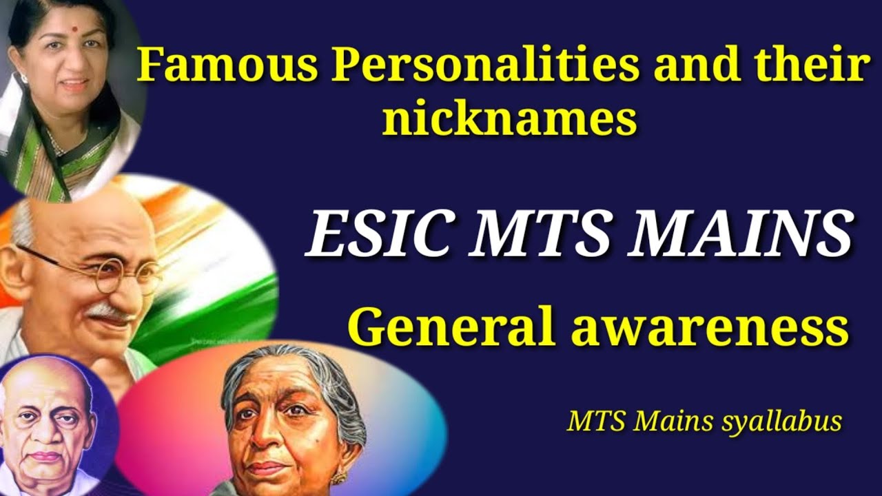Esic mts mains gk,famous personalities and theirnicknames#youtubeshorts#youtube#esicmts#esicmts2022