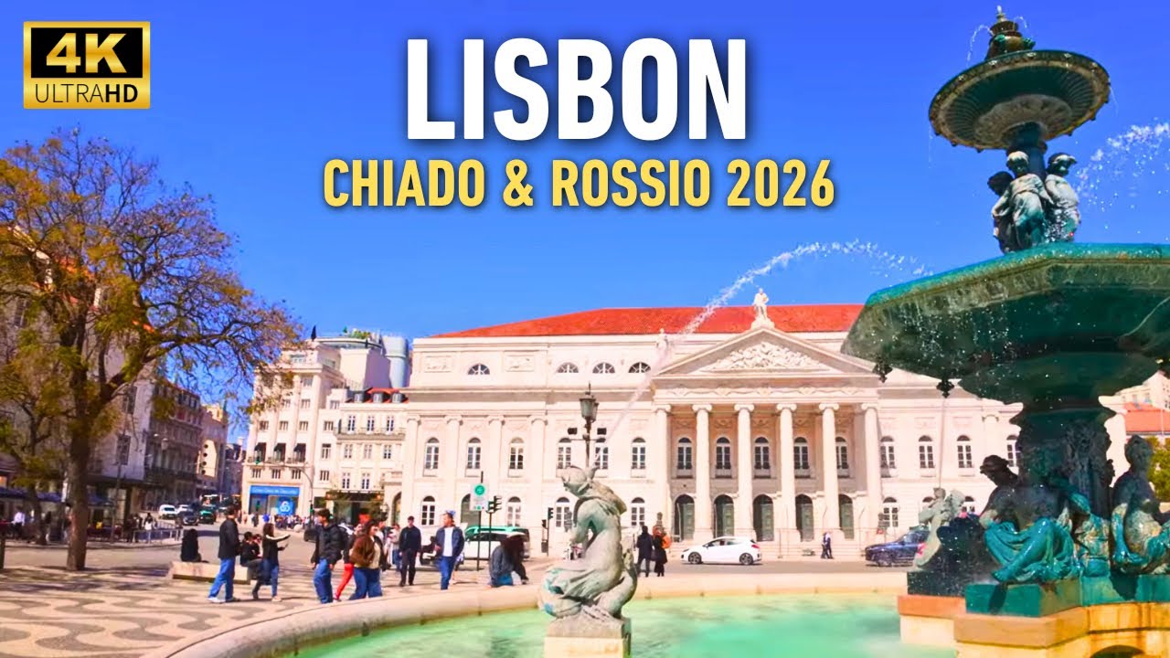 Lisbon Walking Tour 2026 &mdash; Chiado, Rossio & Baixa Loop 4K