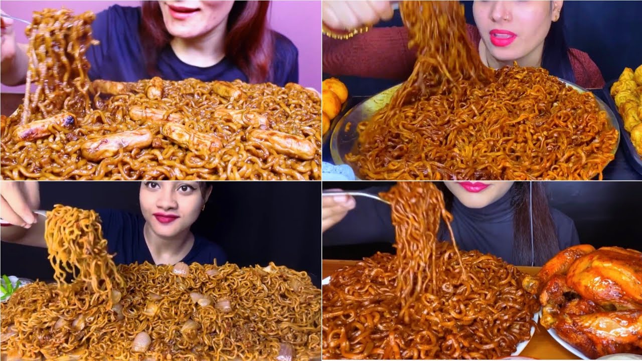 Asmr Eating Spicy 🔥Black Bean Noodles 🍜 😋 Black Bean Noodles Compilation Video 👌Black Bean Noodles🍜 
