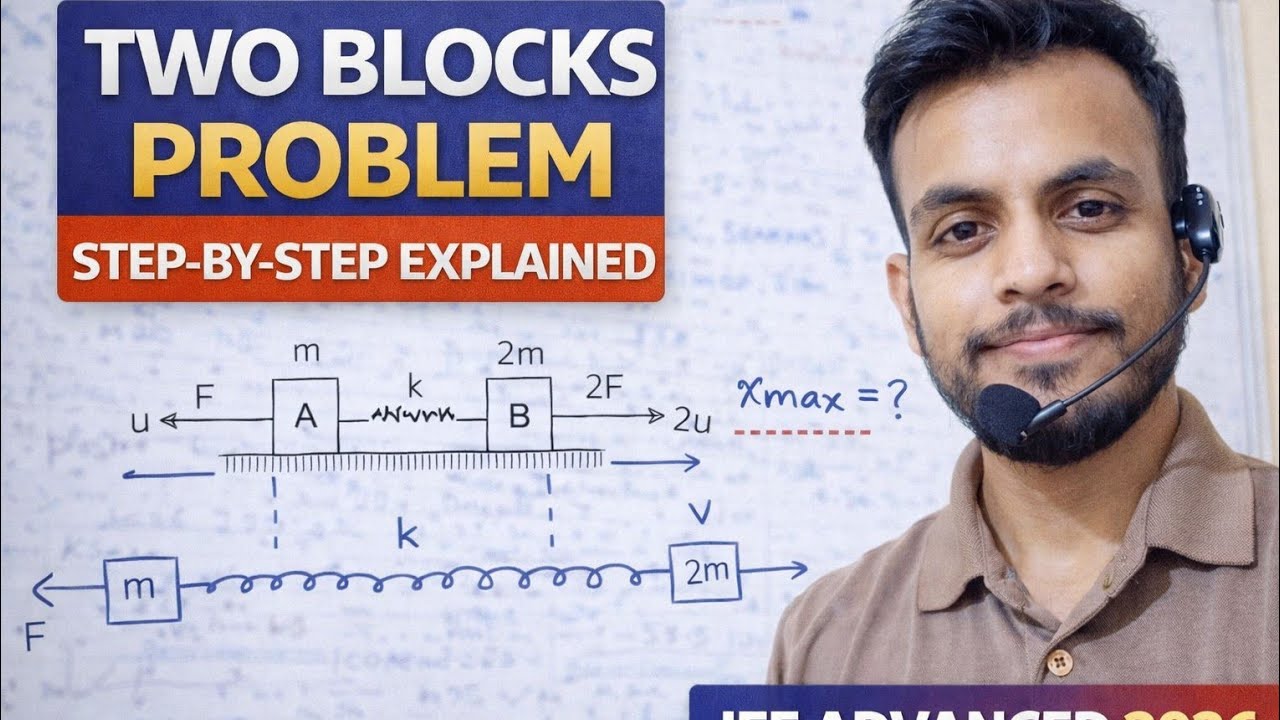 Two blocks A and B of mass m and 2m respectively are joined at the end of undeformed massless spring