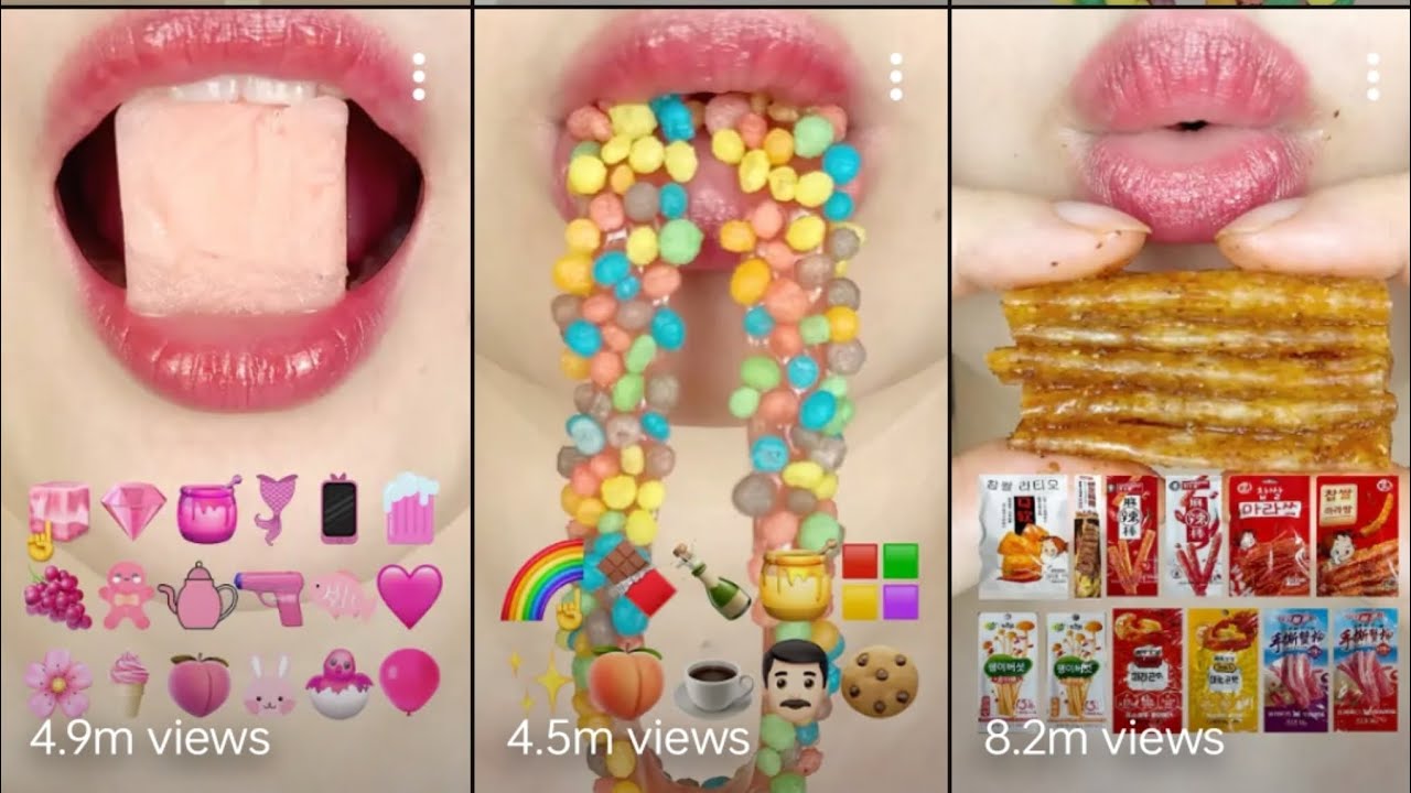 ASMR Emoji food Sweet and crunchy 🤤 mukbang Satisfying Sounds 🤣