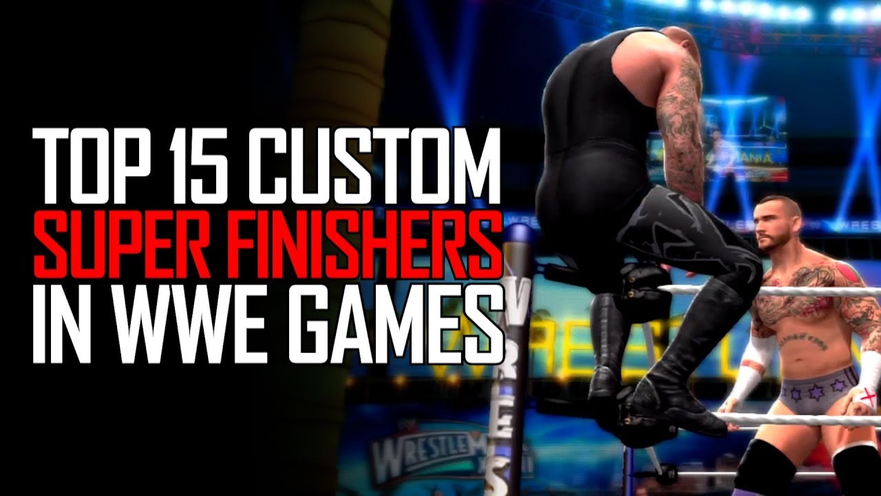 TOP 15 CRAZY CUSTOM SUPER FINISHERS IN WWE GAMES! (WWE 2K CREATED FINISHERS)