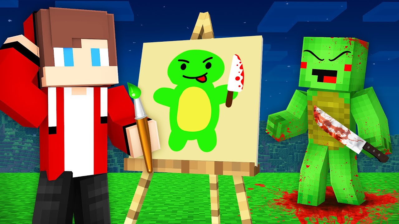 JJ Use DRAWING MOD for Evil Mikey in Minecraft - Maizen