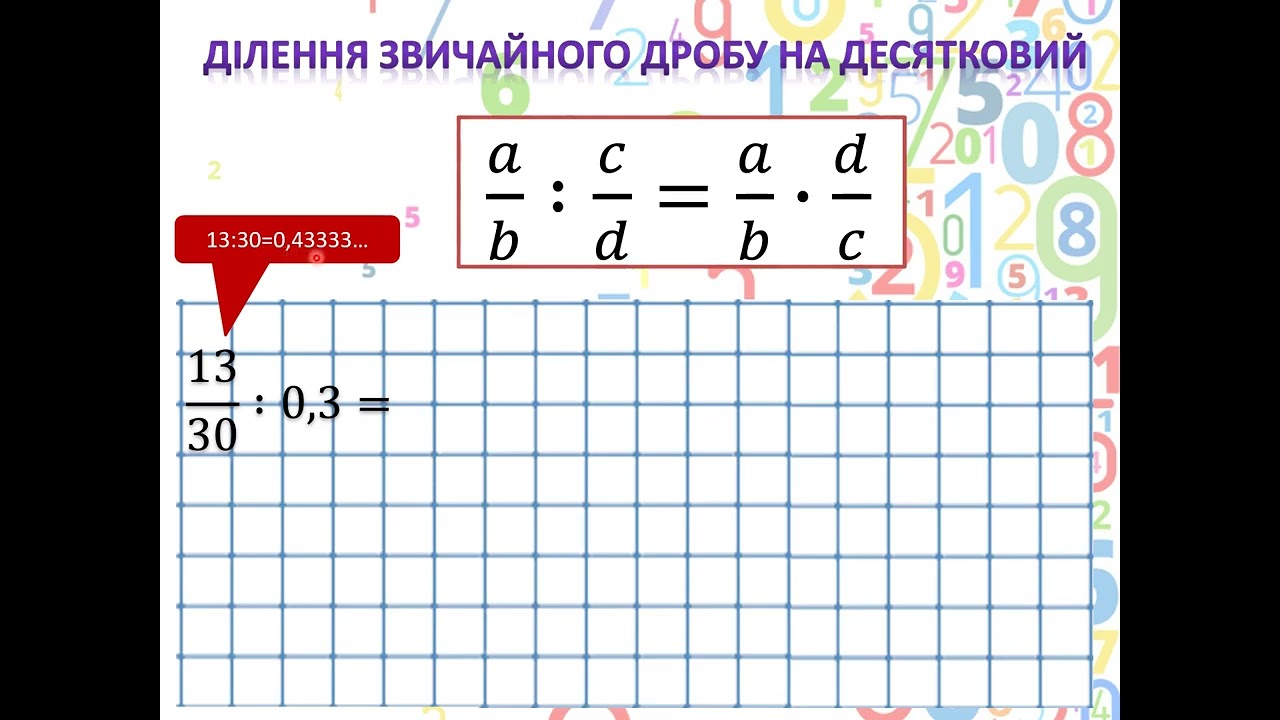 Ділення звичайних дробів, ч. 4, 6 клас