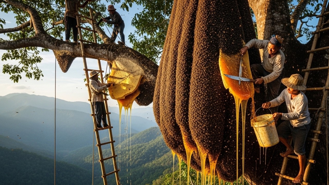 800-Meter Ascent for Giant Wild Honeycombs