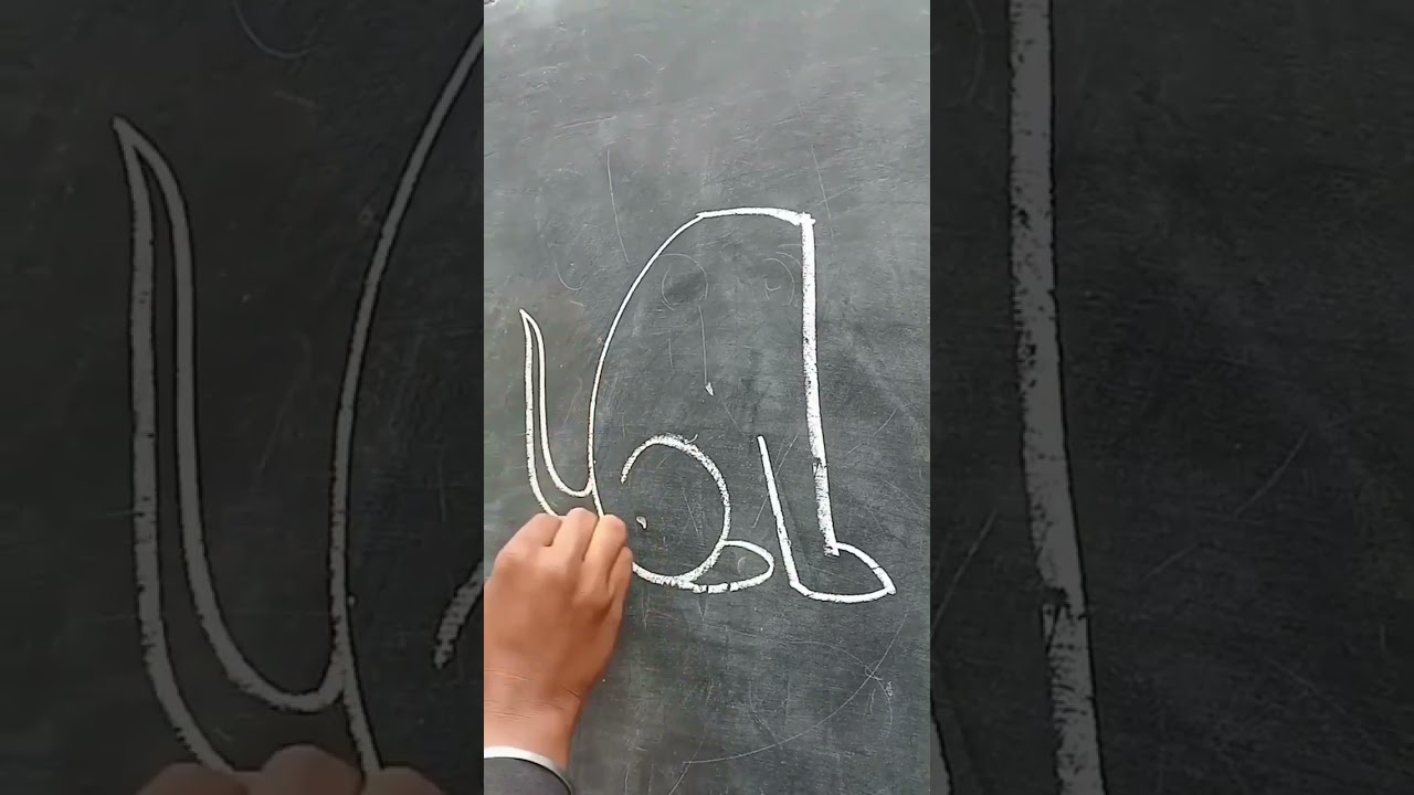 Drawing dogs with chalk and black board in a very easy way.#shorts #viral #dog