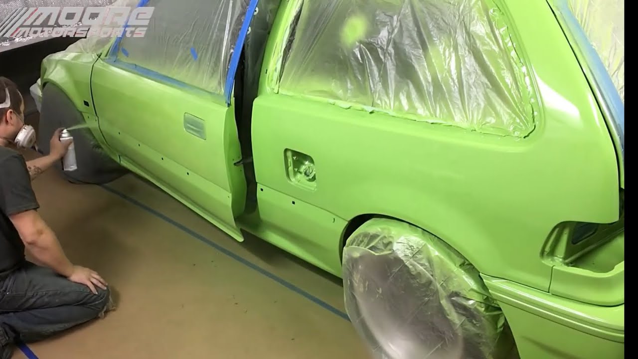 Spray can paint job using Krylon Jungle green.