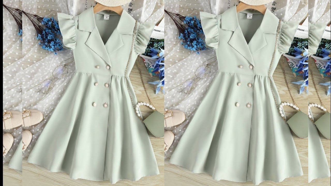 Double Button Placket With Flutter Sleeve Baby Frock Cutting and Stitching/Baby Frock Design