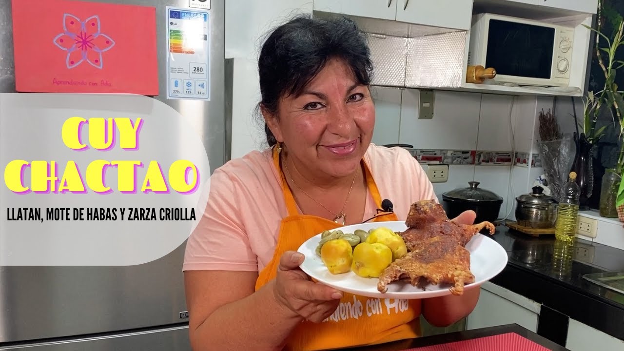 Cuy Chactao Arequipeño crocante con mote de habas, zarza criolla y llatan!