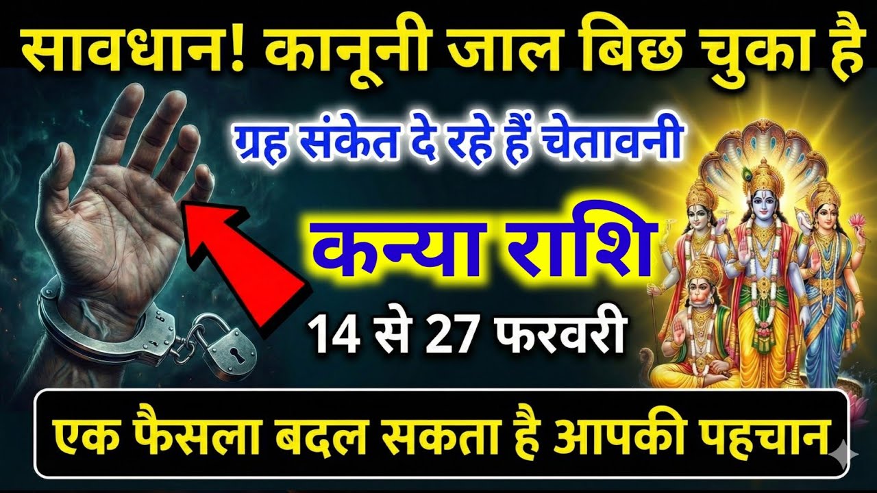 कन्या राशि 14,15,16 फरवरी सावधान हो जाओ | हथकड़ी का योग? शनि देव का बड़ा संकेत! | Kanya Rashi