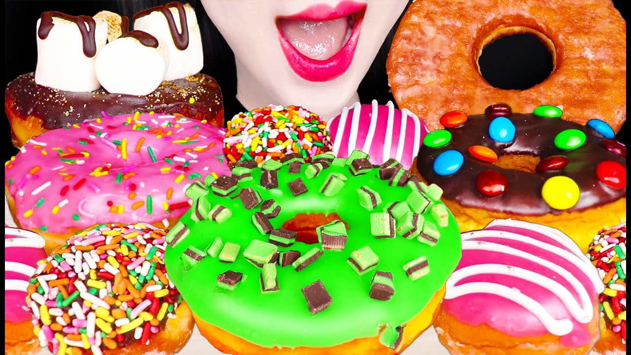 ASMR RANDY'S DONUTS S'MORES M&M'S PINK 랜디스 도넛 먹방 MUKBANG