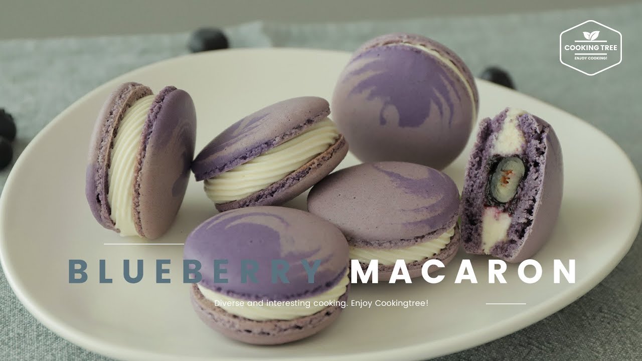 블루베리 마카롱 만들기 : Blueberry Macaron Recipe - Cooking tree 쿠킹트리*Cooking ASMR